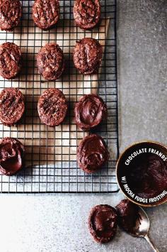 Milk and Honey: Chocolate Friands with Mocha Fudge Frosting