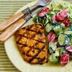 Recipe for Grilled Halibut with Cumin and Lime; this fish marinade can be used on any firm white fish and it makes excellent fish for fish tacos! [from Kalyn's Kitchen] #LowCarb #GlutenFree #Grilling #Fish