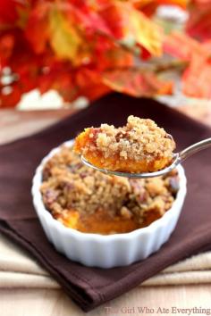 Ruth Chris' Sweet Potato Casserole... use lighter substitutions( land o lakes light butter spread with canola oil instead reg butter, 1/2 cup sugar + 1/2 cup splenda, 1/2 cup splenda brown sugar blend instead reg brown sugar, and 1/2 cup egg beaters instead of 2 eggs) makes 10 servings at 9 points per serving