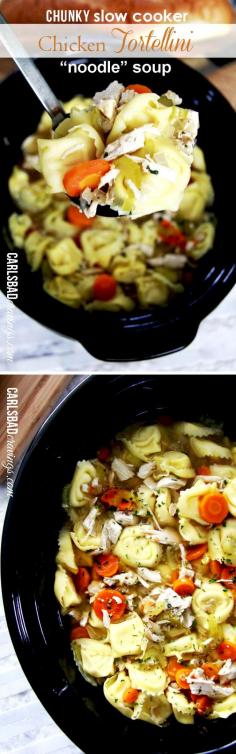 
                    
                        As EASY as throw the ingredients in the crockpot! Chicken noodle soup made so MUCH MORE delicious with TORTELLINI!
                    
                