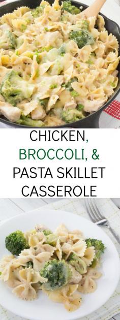 
                    
                        An easy and healthier chicken, broccoli, and pasta skillet casserole recipe... Ready under 30 minutes!
                    
                