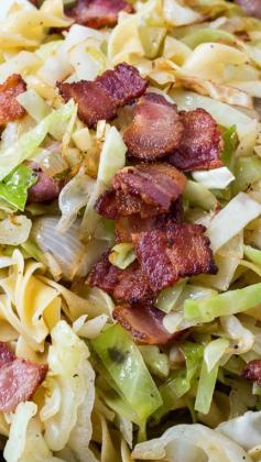 
                    
                        Cabbage and Noodles ~ Cabbage and onion sautéed in bacon fat make a delicious comfort meal when added to buttered noodles.
                    
                