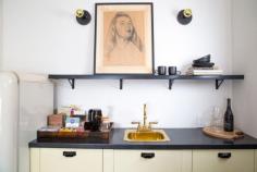 
                    
                        Love this gold sink // Covell Hotel Kitchen in LA | Remodelista
                    
                