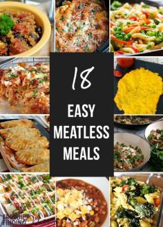 
                    
                        Whether you are in search of easy meatless meals because of dietary constraints or to save money, here are 18 easy meatless meals that will have you asking for seconds. You'll find delicious meatless slow cooker meals, one pot dishes, healthy recipes, and more including a Slow Cooker Veggie Lasagna Recipe, Sweet Potato Enchiladas, 15 Minute Mushroom Stroganoff, and Cauliflower Pizza just to name a few.
                    
                