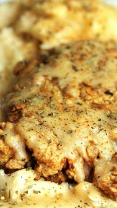 
                    
                        Chicken Fried Steak Recipe ~ The steak is tender and well seasoned with a perfectly golden brown crispy crust.  The gravy is yummy too with its bits of onion, garlic and spice.
                    
                