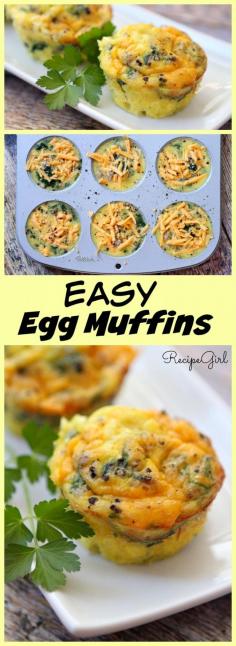 Easy Egg Muffins #breakfast #recipe  I must try these!