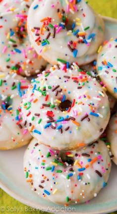 
                    
                        Glazed donuts filled and topped with sprinkles. These funfetti donuts are baked, not fried and are so simple to make!
                    
                