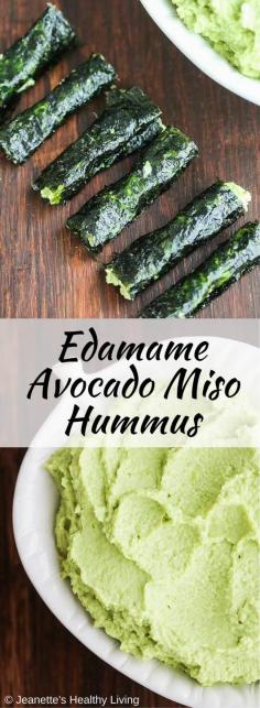 
                    
                        Edamame Miso Avocado Hummus - this healthy dip is packed with protein. Just five ingredients. Serve with veggies or wrap in nori for a quick snack. ~ jeanetteshealthyl...
                    
                
