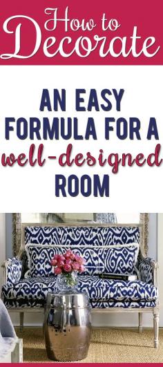 
                    
                        Finally!! An actual formula you can follow to create a well-designed room! Simple steps anyone can do!
                    
                