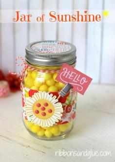
                    
                        Mason Jar full of Sunshine to brighten up those cloudy days made with Pebbles Inc. Happy Day collection
                    
                