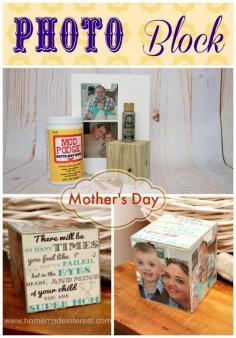 Mother's Day Photo Block | www.homemadeinterest.com | Great gift for Moms, Dads, Teacher Appreciation or friend. #Mothersday #photoblock
