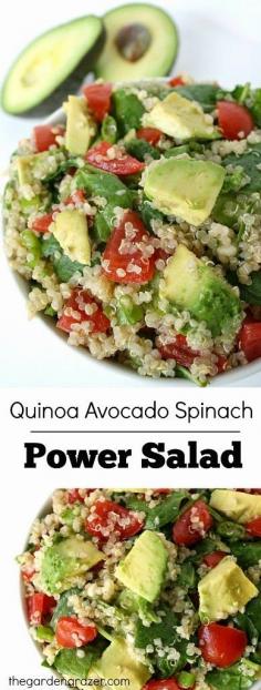 Quinoa Avocado Spinach Power Salad via @The Garden Grazer/ // #quinoa #avocado #spinach #salad