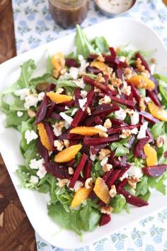 
                    
                        Spring Beet and Goat Cheese Salad with Toasted Walnut Balsamic Vinaigrette from aggieskitchen.com #ThinkFisher
                    
                