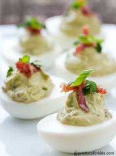 
                    
                        Avocado Deviled Eggs - Deviled eggs are a classic appetizer staple for family cookouts or holiday get-togethers. They get a fresh, new makeover by adding avocado in this recipe. Produce for Kids
                    
                