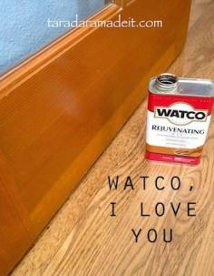 
                    
                        The easiest DIY ever.  No sanding or re-staining. This is gold in a can!!! Watco
                    
                