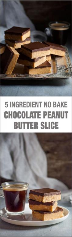 
                    
                        Chocolate Peanut Butter Slice - NO BAKE and just 5 ingredients! Tastes even better than Reece's.
                    
                