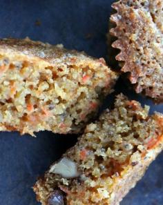 Carrot and Quinoa Muffins. 1 cup cooked and cooled quinoa ¾ cup packed brown sugar ¼ cup plus 1 tablespoon coconut oil, melted ½ cup Greek yogurt (You could add plain, vanilla or honey flavored) 1 teaspoon vanilla extract 2 eggs, beaten * 1 cup loosely packed, grated carrots ½ cup walnuts, chopped ¾ cup plus 1 tablespoon whole wheat flour ¾ cup plus 1 tablespoon almond flour 1 teaspoon baking soda ½ teaspoon salt 1 tablespoon chia seeds,