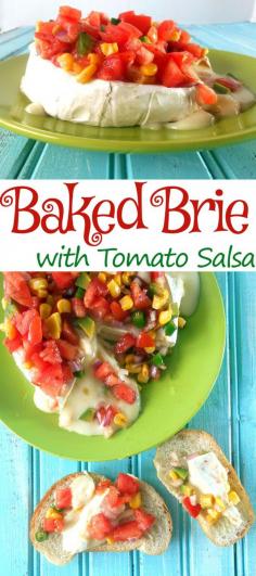 
                    
                        Baked brie with tomato salsa is a great way to spice up chips and dip. Salsa has Tomatoes, Avocado, corn, jalapeno, onions, cayenne pepper and lime. It is very easy to make. This is a quick dip recipe and goes great on Cinco De Mayo
                    
                