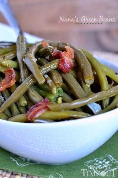 Bacon green beans. Substitute chicken broth for water