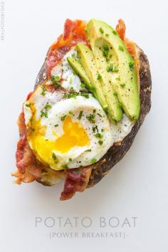 Power Breakfast Baked Potato from Real Food by Dad- really this is just the recipe for making a perfect baked potato. The toppings are where it separates the men from the boys! Meat Lovers baked potato and a Pulled Pork baked potato ideas included in the post... this is what you make for late weekend breakfasts or late night dinners!