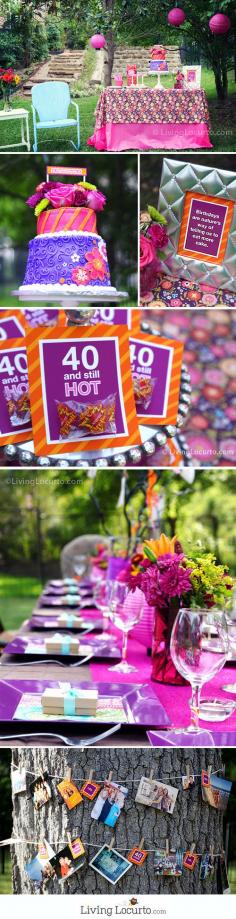 I'll need a 40th bday party in 7 years.... 40th Birthday Party Ideas! Beautiful outdoor party ideas and printables. LivingLocurto.com