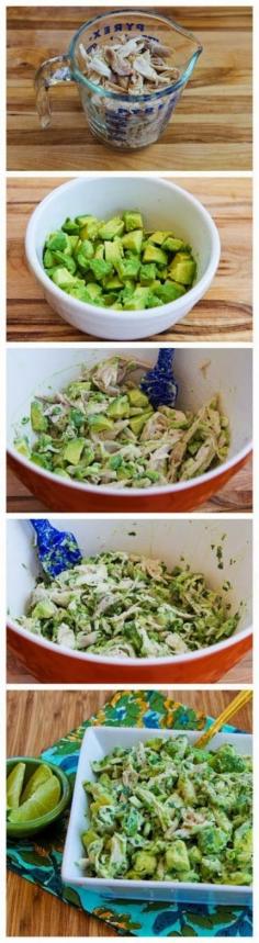 Chicken and Avocado Salad with Lime and Cilantro. Sounds AMAZING!! #breakfast #food #drink #recipes