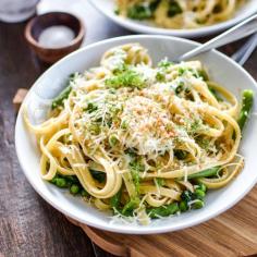 Pasta with Garlic Infused Olive Oil and Green Veggies