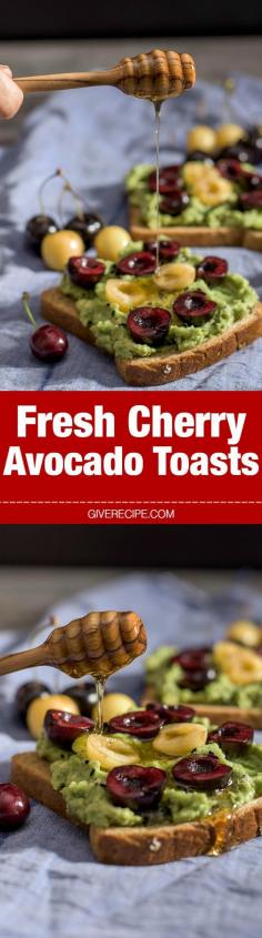 
                    
                        Top your avocado toasts with some fresh cherries and enjoy the easiest yet yummiest breakfast ever! - giverecipe.com
                    
                