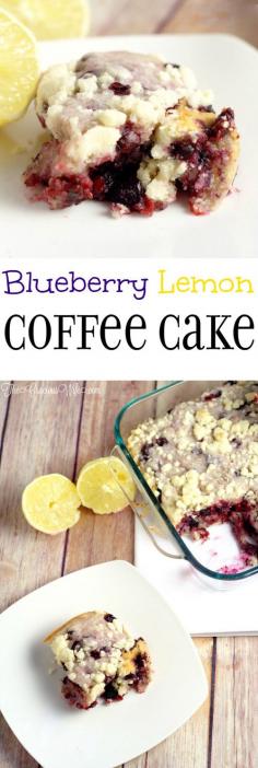 
                    
                        Blueberry Lemon Coffee Cake Recipe - a fresh blueberry and lemon sweet breakfast recipe idea that's great for a crowd.  It's quick and easy to prep and you can even make ahead and freeze.  I LOVE blueberries and lemons together. So tasty!
                    
                
