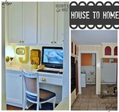 
                    
                        House to home transformation. From dank and dirty to bright and white. Fresh, clean amazing make over. We relocated a laundry room to make a mom's desk in the kitchen. www.huntandhost.com
                    
                