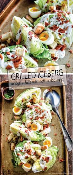 Iceberg Wedge Salads with Grilled Bacon is a recipe to feed a hungry crowd! It packs a lot of flavor and a crisp freshness! | www.cookingandbeer.com