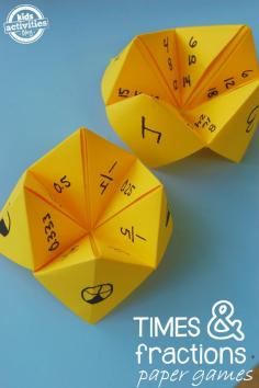 times and fractions paper games cootie catcher