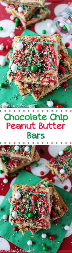 Chocolate Chip Peanut Butter Bars - these bars are the perfect holiday dessert.