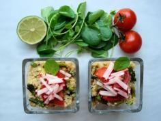 Asparagus, Avocado, and Caramelized Onion Quinoa Recipe