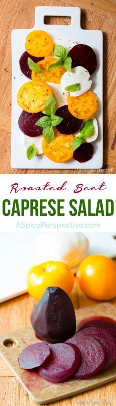
                    
                        Simple, yet Dazzling Caprese Salad Recipe with Roasted Beets and Garlic Vinaigrette on ASpicyPerspective... #salad #caprese
                    
                