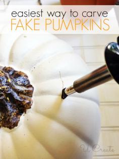 Easiest way to carve fake pumpkins! (pumpkin vase tutorial)