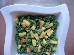 Kale Apple Salad with Pineapple Hemp Dressing is yummy and good for you too! #superfoods #recipes #salads