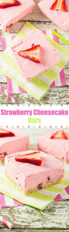 Easy No Bake Strawberry Cheesecake Bars with Ricotta and jello... say word.