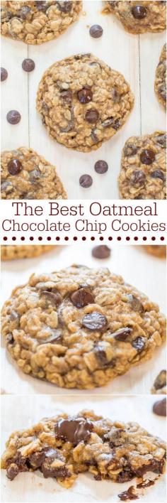 The Best Oatmeal Chocolate Chip Cookies - Soft, chewy, loaded with chocolate, and they turn out perfectly every time! Totally irresistible!!  #food #cookies #panama #jack