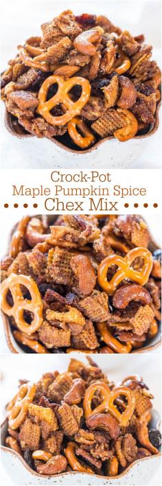 Crock-Pot Maple Pumpkin Spice Chex Mix - love pumpkin and snack mixes... gotta try this