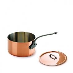 This Mauviel M'heritage 2.7 quart copper sauce pan with lid and cast iron handle is great if you need a medium-sized pan for sauces like tomato or espagnole. You can cook any foods in this pan without affecting their flavor because it has a stainless steel cooking surface that is non reactive. It also heats quickly and evenly thanks to its 90% copper construction. Mauviel cookware has been produced in France since 1830 and comes with a lifetime warranty with proper use and care.