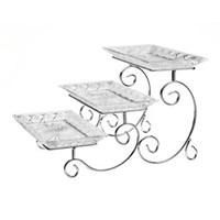 Made of durable crystal glass and metal. Gorgeous 3-tiered server with a rack. Clean with soap and water. Can be used for desserts, tea sandwiches, and more. Dimensions: 12L x 17W x 9.8H in. For the most beautiful stairway at the party, serve tasty treats in the Godinger Dublin 3 Tier Server. Sure to be the darling of your entertaining pieces, this set includes three beautifully cut clear crystal glass rectangular trays with a silver-plated stand that displays each at stair-step heights. Perfect for dinner or cocktail parties! About GodingerBased in Ridgewood, N.Y, Godinger has been creating distinctive kitchenware, home decor, and gifts for over 40 years. Hand-crafted from crystal, pewter, and silver, Godinger's unique wedding gifts and home decor make any special occasion even more meaningful. From serving dishes and silverware, to barware and centerpieces, their wide tableware selection puts the art back into dining. Godinger is committed to providing excellent quality and style at affordable prices for every customer.
