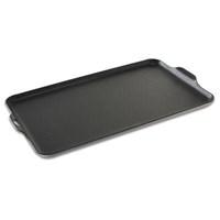 Cast-iron aluminum with enamel finish. Even heating produces better and faster results. Easy to clean and care for. 10.25L x 17.62W x 0.88H inches. Nordic Ware 10230 Cookware Nonstick Aluminized Steel Two Burner Griddle King is ideal for both indoor and outdoor grilling. Crafted from heavyweight aluminum this griddle withstands high temperatures heats evenly for better and faster results is completely grill-safe and features a non-stick coating for easy use and cleaning. This griddle fits any stovetop including camp stoves and its generous size is ideal for cooking a whole meal at once. About Nordic Ware. Founded in 1946 Nordic Ware is a family-owned American manufacturer of kitchenware products. From its home office in Minneapolis Minn. Nordic Ware markets an extensive line of quality cookware bakeware microwave and barbecue products. An innovative manufacturer and marketer Nordic Ware is best known for its Bundt Pan. Today there are nearly 60 million Bundt pans in kitchens across America. The Nordic Ware name is associated with the quality dependability and value recognized by millions of homemakers. The company's extensive finishing technology and history of quality innovation and consistency in this highly technical and specialized area makes it a true leader in the industrial coatings industry. Since founding Nordic Ware in 1946 the company has prided itself on providing long-lasting quality products that will be handed down through generations. Its business is firmly rooted in the trust dedication and talent of its employees a commitment to using quality materials and construction a desire to provide excellence in service to customers and never-ending research of consumer needs.