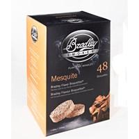 Choose from available flavor options. For use with Bradley smoker. 48 bisquettes produce 16 hours of burn time. Chippings produce continuous smoke at consistent temperature. Can be used for any meat. The secret to the Bradley Smoker is the Bradley Bisquettes - 48 Pack. To produce the bisquettes, the hardwood chippings are bound together using precise quantities, at controlled pressures and densities from chippings of the natural hardwoods and fruitwoods. The flavor of the smoke is determined by the variety of wood being burned. By this method, their burning behavior remains consistent and predictable. Furthermore, by limiting the combustion time to 20 minutes for each bisquette, on top of the electrically heated element, the chippings produce clean continuous smoke at a consistent temperature. These two factors eliminate the guesswork and uncertainty from smoking food, giving you perfect results every time you smoke. The Bradley Smoker, which uses these bisquettes, is fully automatic, burning and dispensing one bisquette ever 20 minutes. At a rate of 3 bisquettes per hour, the smoker has a capacity for 8 hours of unsupervised operation. The only hard thing about it is choosing a smoke flavor! Choose from a variety of flavors! Alder has a distinct, rich flavor that is perfect for seafood, ham or bacon. Mesquite and Hickory have strong flavors usually used for beef or pork. Apple is sweeter and milder, and is ideal for poultry and wild game. About Bradley SmokersBradley invites you to the wonderful world of gourmet food smoking. An exciting adventure awaits you, filled with a realm of endless possibilities for delicious food that will have you coming back for more time and time again. Bradley has has been making food smokers for the restaurant and hotel industry for well over a decade. Many of the finest hotels and restaurants around the world smoke their own foods using Bradley Smokers. Bradley Smokers are engineered to control the smoke in order to produce consistent results, all in a hassle-free design that doesn't demand constant attention. This endeavor led to the development of Bradley Flavor Bisquettes, which provide you with a simple way to add rich and savory flavors to your food, either on your BBQ grill or using your Bradley Smoker.