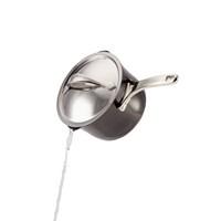 All-around essential pan with heavy-duty, hard-anodized body. Non-stick interior releases food and is metal-utensil safe. Stainless steel handle with flat-rivet construction. Stainless steel straining lid locks in heat and moisture. Oven safe to 500 degrees and suitable for all types of cooktops. From its top-quality construction to its tulip-shaped design, the Anolon Nouvelle Copper Nonstick 3.5-Quart Covered Straining Saucepan - Gray makes an elegant statement on stovetops and lets you spend more time enjoying the fruits of your culinary labors. This versatile saucepan features two pour spouts and a straining lid, so it's easy to pour out water after a round of boiling. The straining saucepan features durable, hard-anodized construction crafted with copper to deliver optimum heat control. A double, full-cap base includes a copper core layered between aluminum and magnetized stainless steel, making it suitable for all cooktops, even induction. Easily pour out water from blanched baby artichokes or use the saucepan to prepare a red wine reduction to pour over Chilean sea bass. The pan's restaurant-tested Autograph 2 nonstick delivers enduring food release and easy cleaning and is metal utensil safe. A generously appointed cast stainless steel handle is attached to the pan body using innovative flat-rivet technology and the stainless steel lid locks in heat and moisture. This all-purpose pan is oven safe to 500 degrees. About Anolon CookwareFor those who think recipes are more like suggestions, meet Anolon - a leading brand of gourmet cookware designed to empower food enthusiasts to creatively express themselves in the kitchen. Anolon gives home cooks the ability to cook outside the recipe by offering a wide selection of high-performance, exceptionally crafted cookware, bakeware, cutlery, tools and gadgets that satisfy the needs of each home chef's unique cooking style. Celebrate creativity in the kitchen with Anolon.