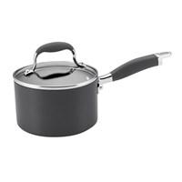 Make everything from a savory herbed quinoa side dish to homemade macaroni and havarti cheese with the versatile Anolon Advanced Hard-Anodized Nonstick 2-Quart Covered Saucepan. It's designed with heavy-duty, hard-anodized construction to provide even heat distribution for exceptional cooking performance. Restaurant-tested DuPont's durable Autograph 2 nonstick surface inside and out is ideal for easy cleanup, PFOA-free, and metal utensil safe, and it delivers superior durability. The saucepan's revolutionary rubberized stainless steel Anolon SureGrip handle provides a confident yet soft grasp when pouring noodles into a colander or a sauce into a serving dish. The comfortable handle is also dual riveted for extra strength and oven safe to 400 F. The break-resistant domed glass lid allows foods like brown rice to be monitored while cooking without losing heat or moisture. This saucepan also makes the perfect beginning for or addition to a home chef's complete Anolon Advanced collection. Prepare favorite dishes with professional-level performance and locally sourced ingredients in the Anolon Advanced Hard-Anodized Nonstick 2-Quart Covered Saucepan. Anolon Advanced cookware offers a sophisticated professional look that will complement every kitchen.