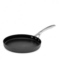Griddles & Grill Pans - Calphalon signature "Sear" surface ensures food glide without sticking. Heavy-gauge hard anodized aluminum provides the even distribution of heat to fry eggs and pancakes perfectly and has the heat strength durability to add the crisp searing to hash browns, bacon and sausages. The advanced nonstick surface features a scratch-resistant surface heat safe to 500 F to bake frittata in the oven. French toast, grilled cheese sandwiches and quesadillas release easily for effortless cleanup. This nonstick surface is so durable, you can use metal spatulas, spoons or whisks - and never worry about altering the surface. Brushed stainless steel handle is riveted for durability. Stays cool to the touch for easy transport. Dishwasher safe. Made in the USA. Founded in 1963, Calphalon is a leading American manufacturer of professional quality cookware. Calphalon originated by supplying cookware to restaurants and commercial kitchens. Today, Calphalon offers a full range of cookware, bakeware and kitchen accessories to fit the culinary needs and styles of the home cook and professional chef. Product Features Calphalon "Sear" nonstick surface heat safe to 500 F sears, browns, sautes and seals in juices of meats, seafood and vegetables with the easy release of nonstick Nonstick surface with the durability to safely use metal spatulas spoons and whisks Metal-utensil safe nonstick sears like stainless steel with the convenience of easy cleanup Durable hard anodized aluminum provides superior transfer of heat for uniform cooking Stainless steel handles stay cool to the touch for easy transport Handle is double riveted for durability PFOA-free Established in 1963, Calphalon is the culinary authority in kitchenware, dedicated to enhancing the home chef's experience during planning, prep work, cooking, baking and serving - Specifications Model: 1948253 Materials: Hard anodized aluminum, nonstick interior 10 1/4" Dia. (13" w/handles) x 4" H (6" H w/lid) Base: 8 1/4" Dia. Weight: 4 lbs, 6 oz. Lifetime manufacturer warranty Made in the USA Care and Use Dishwasher safe Suitable for gas, electric, ceramic and halogen cooktops Oven safe to 500 F