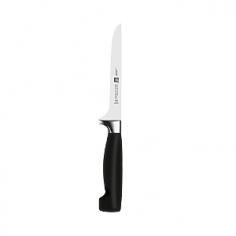 Boning & Fillet Knives - Introduced in 1976, the Four Star & #174 line is today's most popular upscale knife series. Celebrated professional chefs helped design the Four Star knives that blend a classic design and precision forging with a comfortably safe grip. This German-made cutlery features high-carbon no-stain steel blades, ice-hardened for superior strength and sharpness. This 5 1/2" Boning Knife features a flexible blade that makes quick work of separating cooked and uncooked meats from the bone. The slender blade is ideal for removing bones from fish and delicate fowl. Product Features One-piece precision forging ensures higher blade stability and lasting sharpness Friodur & #174 ice-hardened knife blade offer greater resistance to corrosion and pitting Hand-honed high carbon stain-steel knife blades protect against rust and stains Laser-controlled knife edges stay sharp longer with a more consistent blade angle Ergonomically designed knife handle offers a smooth, comfortable grip Seamless polypropyl - Specifications Model: 31081-143 Material: ice-hardened high carbon stainless-steel blade with polypropylene handle 5 1/2" Boning Knife Size: 5 1/2"L blade (10 1/2"L w/handle) x 1"W blade Weight: 3.4 oz. Care Instructions Henckels knives are dishwasher-safe but hand-washing is recommended. In the dishwasher, your Henckels knife may bang against other cutlery or pots and pans and knick the blade. Wipe the knife clean with a wet cloth and dishwashing detergent. Dry immediately. Dry from the back of the knife to the blade tip. No metal is completely stain-free. To prevent slight tarnishing, be sure to remove acidic foods (lemon, mustard, ketchup, etc.) from the blade after use. If blade should show some signs of staining, clean with a non-abrasive metal polish. To prevent irreparable blade damage, it is best to store your knife in a knife block or in-drawer knife tray.