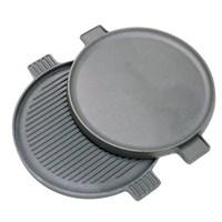 Make a full breakfast with the Bayou Classic 14 Inch Cast Iron Reversible Round Griddle (7414). This cast iron reversible round griddle offers two different cooking surfaces: a ribbed side for grilling chicken and steaks and a flat side perfect for pancakes, French toast or grilled cheese sandwiches. The edges of this cast iron griddle are slightly raised for catching food drippings, keeping your kitchen clean. Made of the thickest, restaurant-quality cast iron, this two-sided griddle holds and radiates heat evenly for consistent cooking. Versatile and functional, this round griddle can be used on the stove top, on an outdoor propane burner, or over a campfire. Designed especially for outdoor use, Bayou Classic cookware lets you cook anywhere, drawing from Cajun tradition to specialize in the biggest and best outdoor cooking equipment. Reversible Griddle: This cast iron reversible round griddle offers two different cooking surfaces: a ribbed side for grilling chicken and steaks and a flat side perfect for pancakes, French toast or grilled cheese sandwiches High Quality Cast Iron: Made of the thickest, restaurant-quality cast iron, this two-sided griddle holds and radiates heat evenly for consistent cooking Versatile Use: Designed for use on the stove top, on an outdoor propane burner, or over a campfire, Bayou Classic cookware lets you cook anywhere, drawing from Cajun tradition to specialize in the biggest and best outdoor cooking equipment