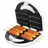 Now you can bake not fry Americas favorite food, corn dogs, in the convenience of your own home. Bake carnival-style corn dogs, cheese on a stick, pizza on a stick, Snickers on a Stick and more! Enjoy a healthier, tastier corn dog! Simply prepare your favorite batter, dip them in, place on the rack, and make this delicious treat six at a time. The best part is that there is no messy frying. Just plug in and go. This set includes a recipe book and 24 sticks included. It is great for birthdays, get-togethers, dinner parties, or just a quick and easy lunch snack. Pays for itself in just a few uses.